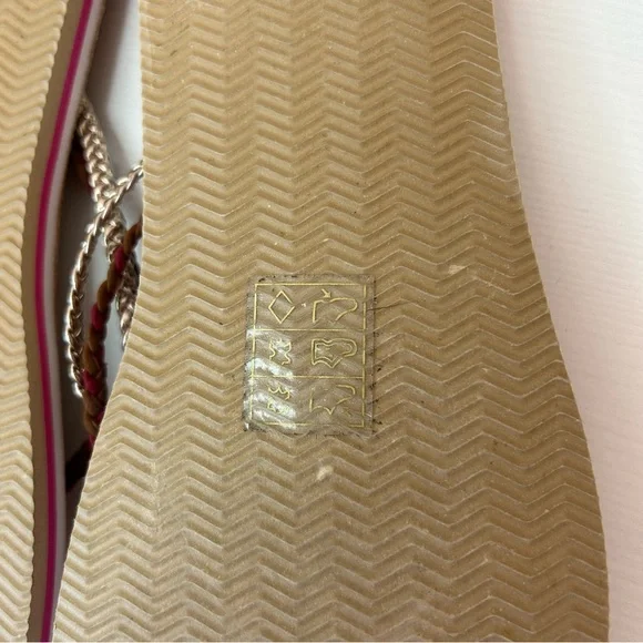 White Stuff Flip Flops Size UK 5 Leather Braided Gold Pink Sandals - Picture 6 of 6